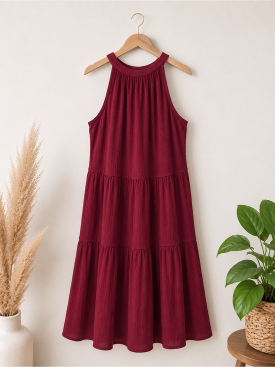 LOFT Dresses & Skirts - LOFT Dark Pink Sleeveless Tiered Mini Dress